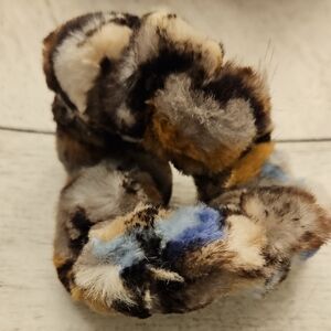 Sheared Fur Scrunchie with Multicolor Pattern
